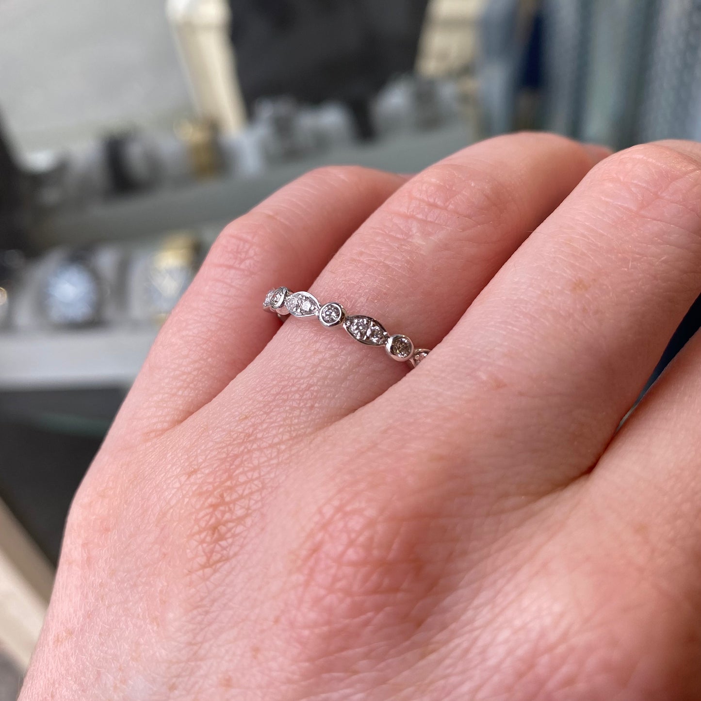 18ct White Gold Dainty Diamond Eternity/Wedding Band 0.22ct - John Ross Jewellers