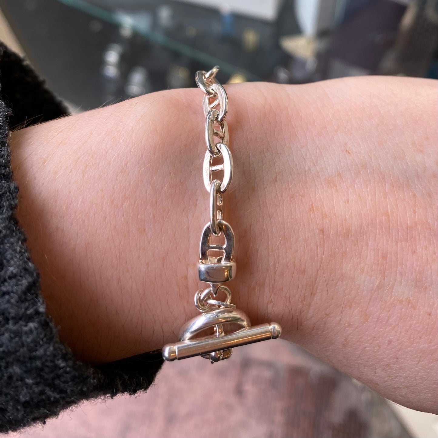 Silver Chunky Anchor Link T-Bar Bracelet | 21cm - John Ross Jewellers