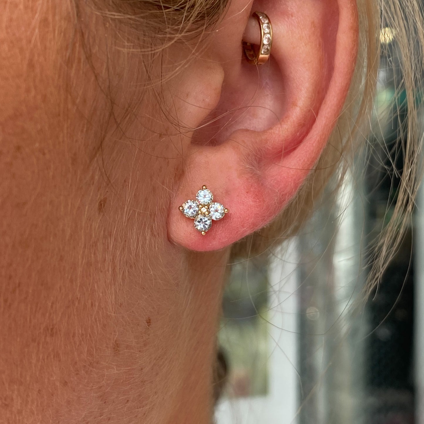 9ct Gold Quatrefoil Blue Topaz Stud Earrings - John Ross Jewellers