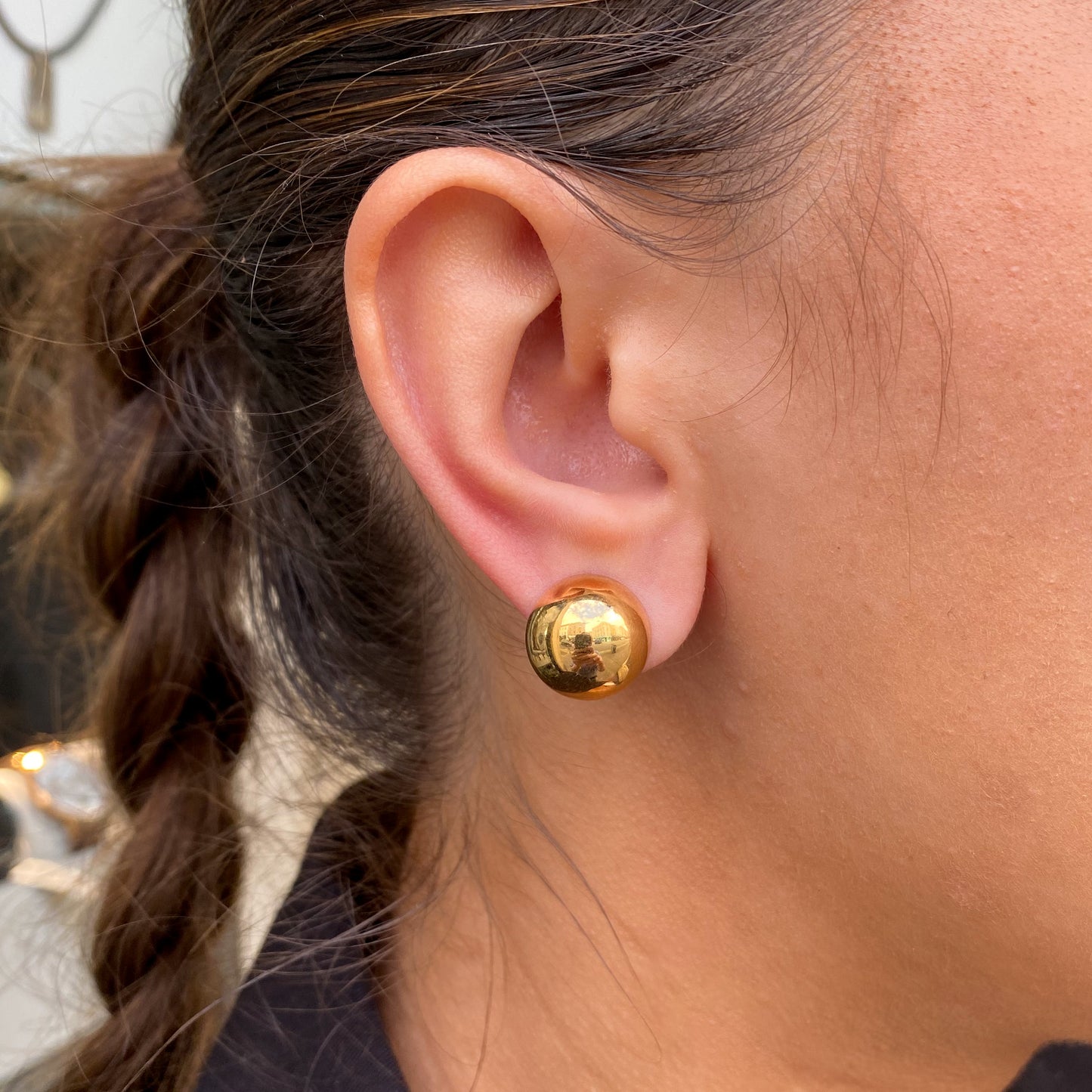 18ct Yellow Gold Polished Dome Earrings - John Ross Jewellers