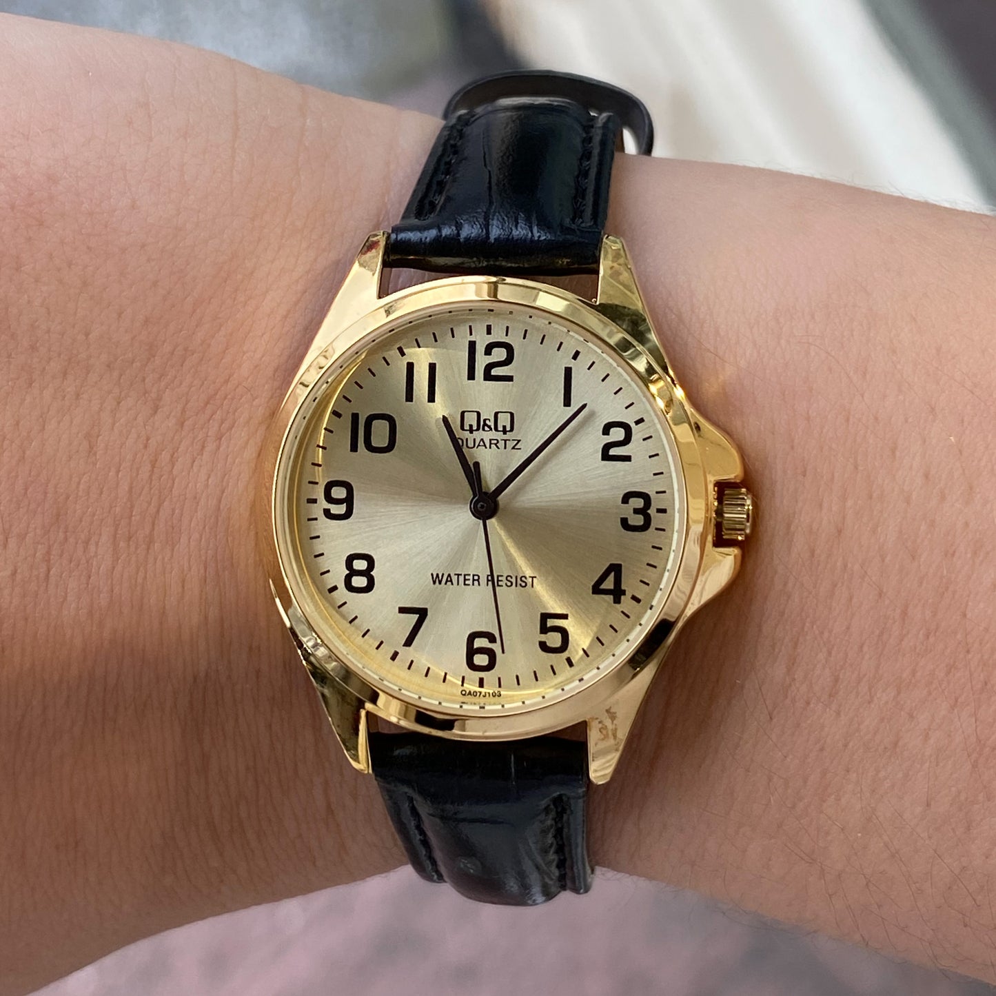 Q&Q Ladies Gold Leather Watch - John Ross Jewellers