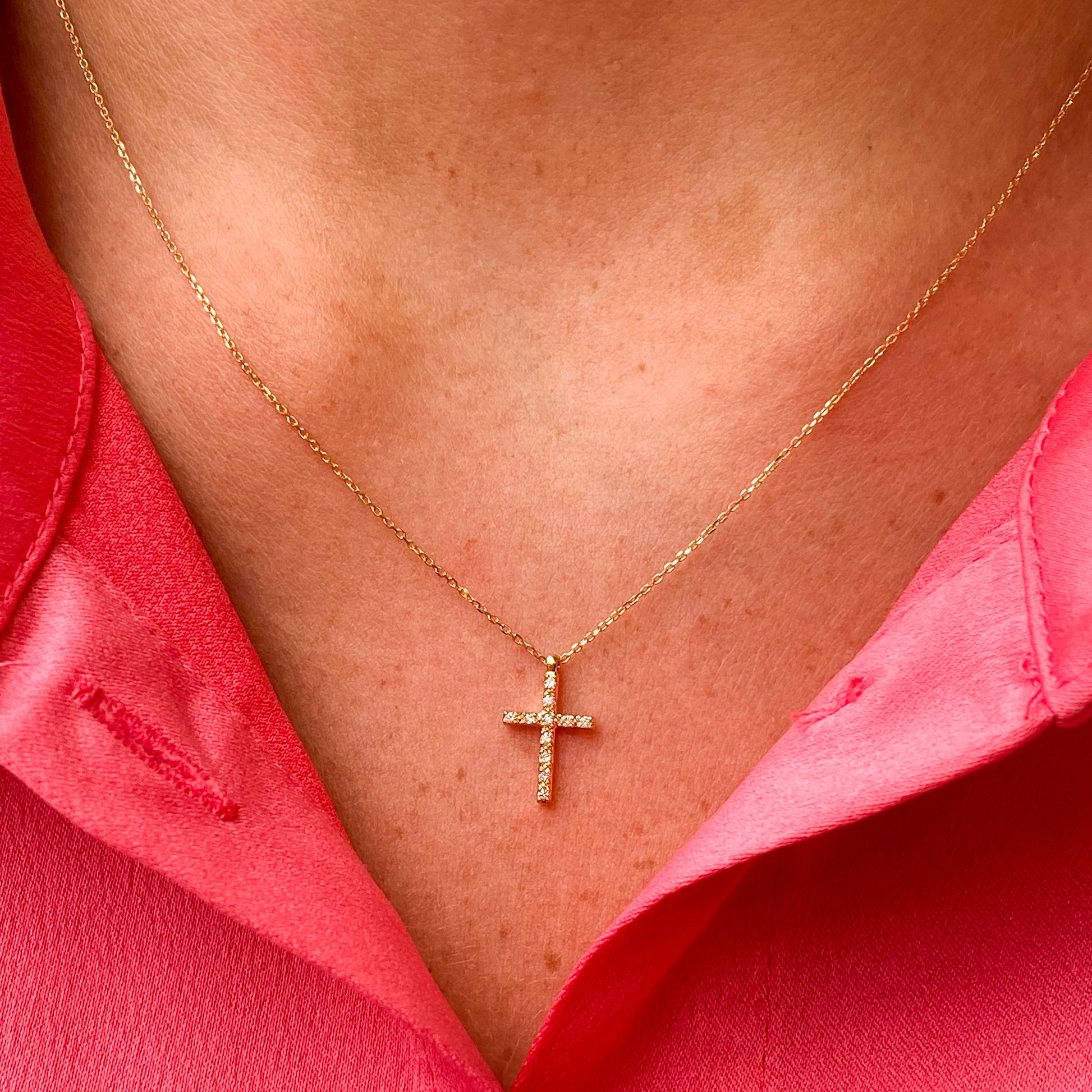 18ct Gold Diamond Cross Necklace - John Ross Jewellers