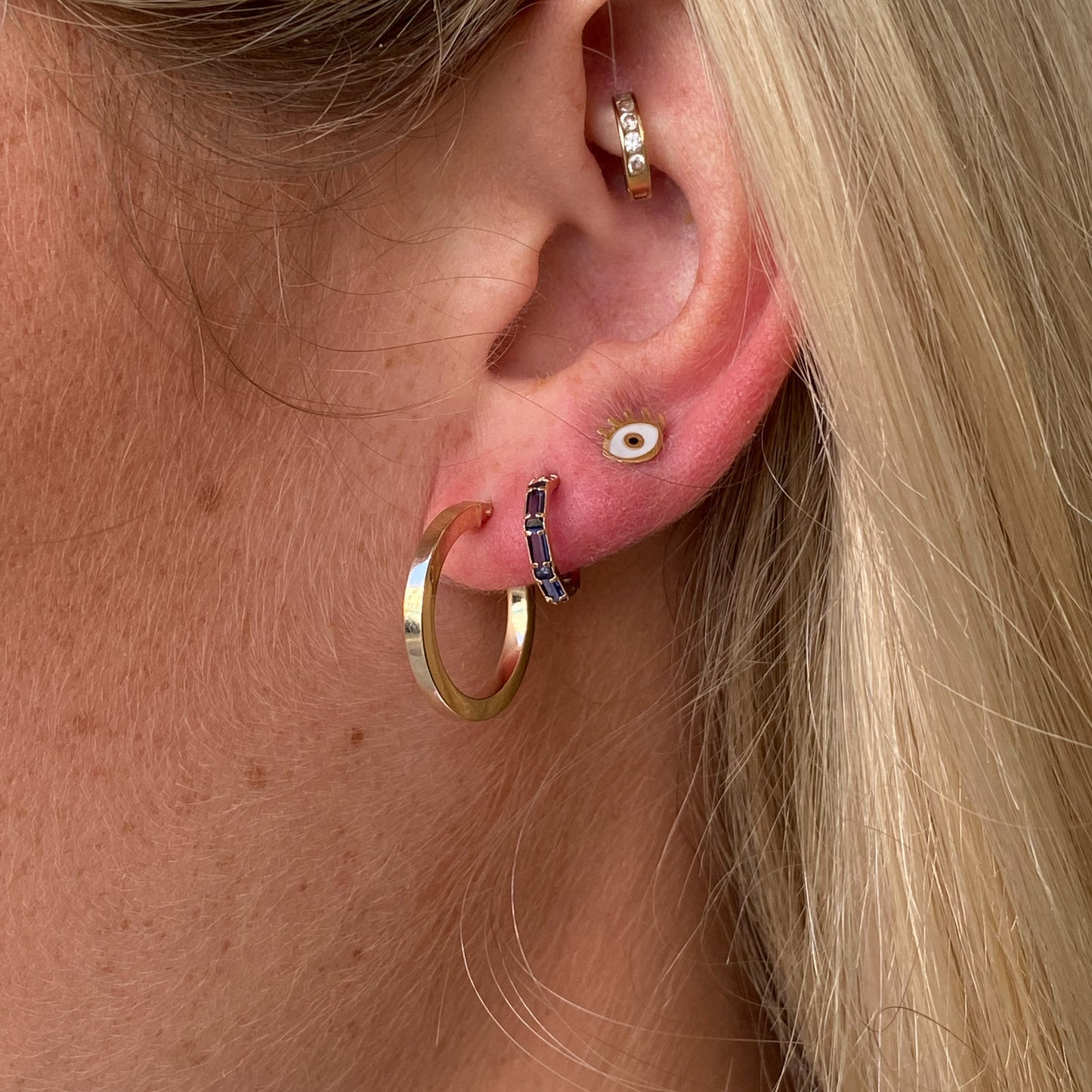 9ct Gold Enamel Eye Stud Earrings - John Ross Jewellers