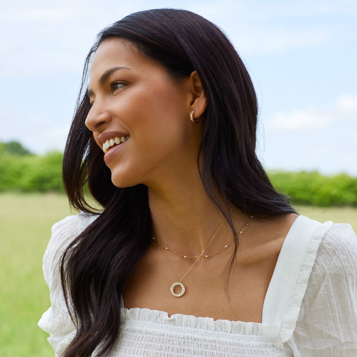 9ct Gold Freshwater Pearl & Diamond Cut Bead Station Necklace - John Ross Jewellers