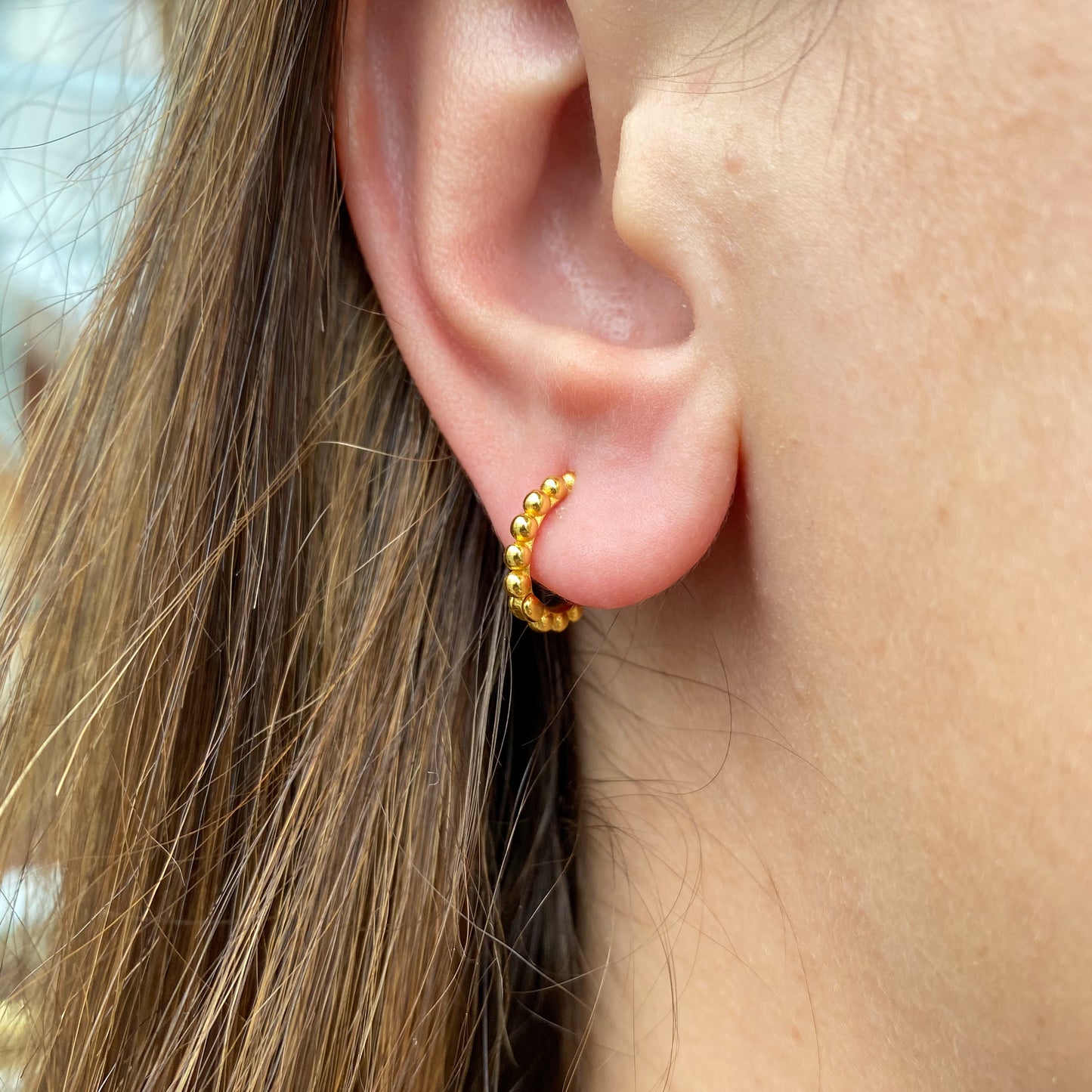 Sunshine Beaded Huggie Hoop Earrings | 13mm - John Ross Jewellers