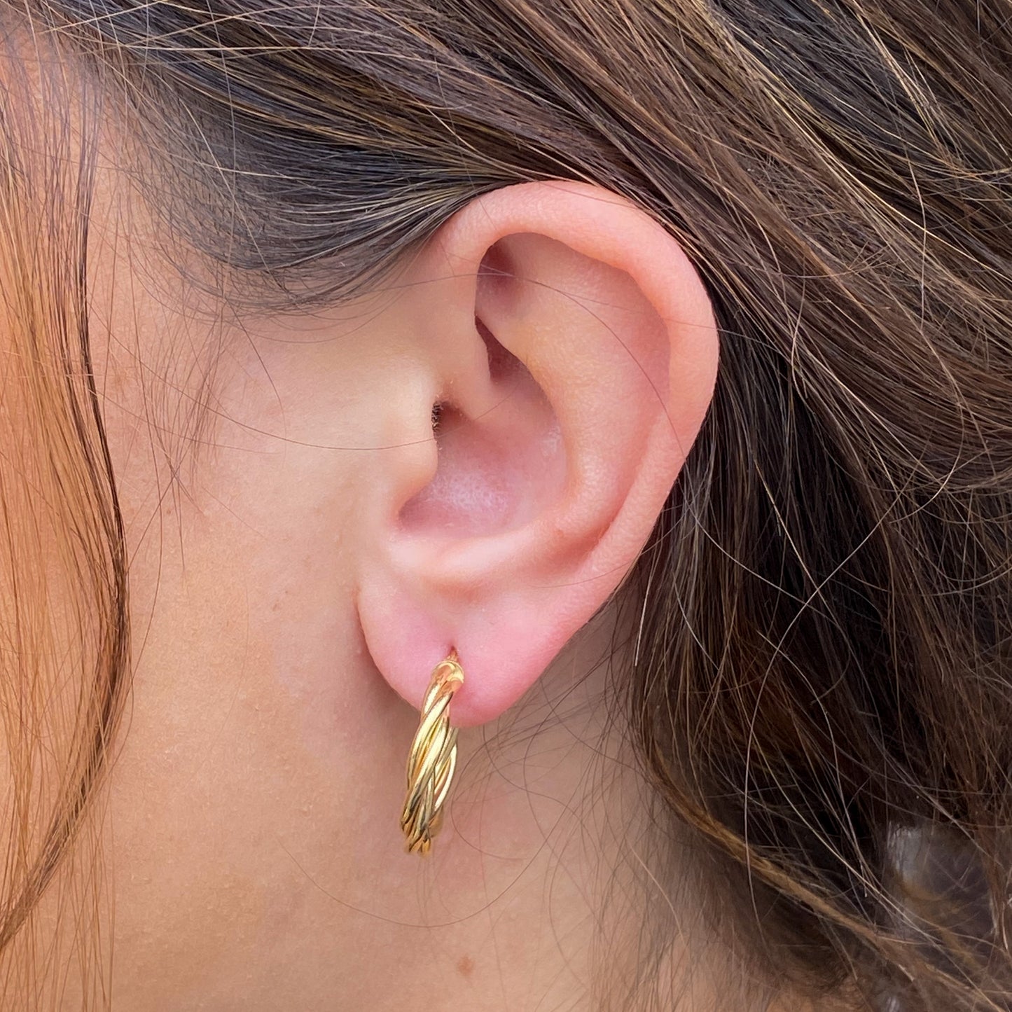 9ct Gold Braided Twist Hoop Earrings | 15mm - John Ross Jewellers