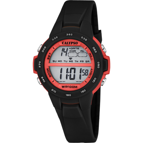 Q&Q Calypso Kids Black & Red Digital Watch