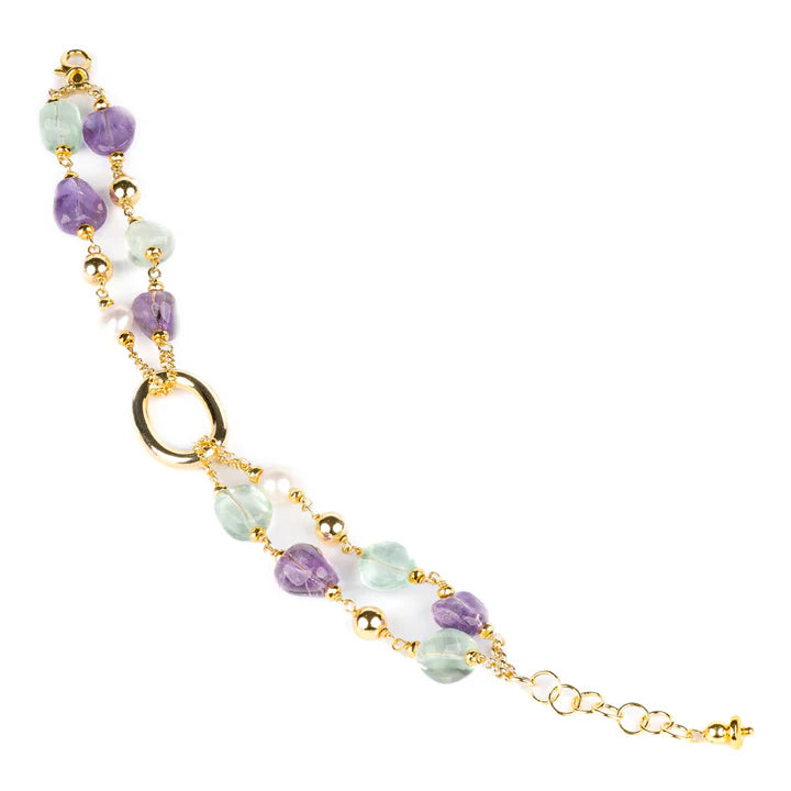 Baroque Bracelet | Horos | Amethyst & Green Quartz - John Ross Jewellers