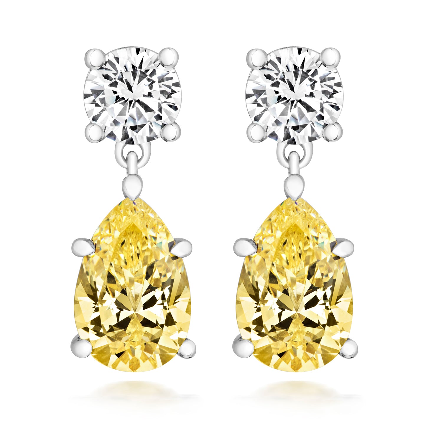 Silver Pear CZ Drop Earrings | Lemon