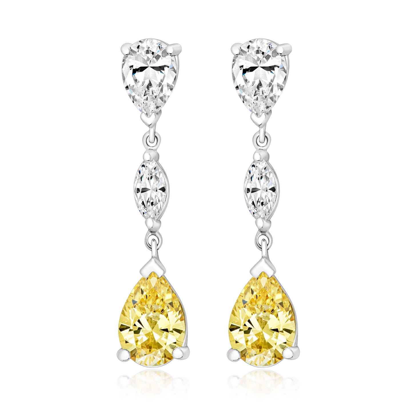 Silver Marquise & Pear CZ Drop Earrings | Lemon