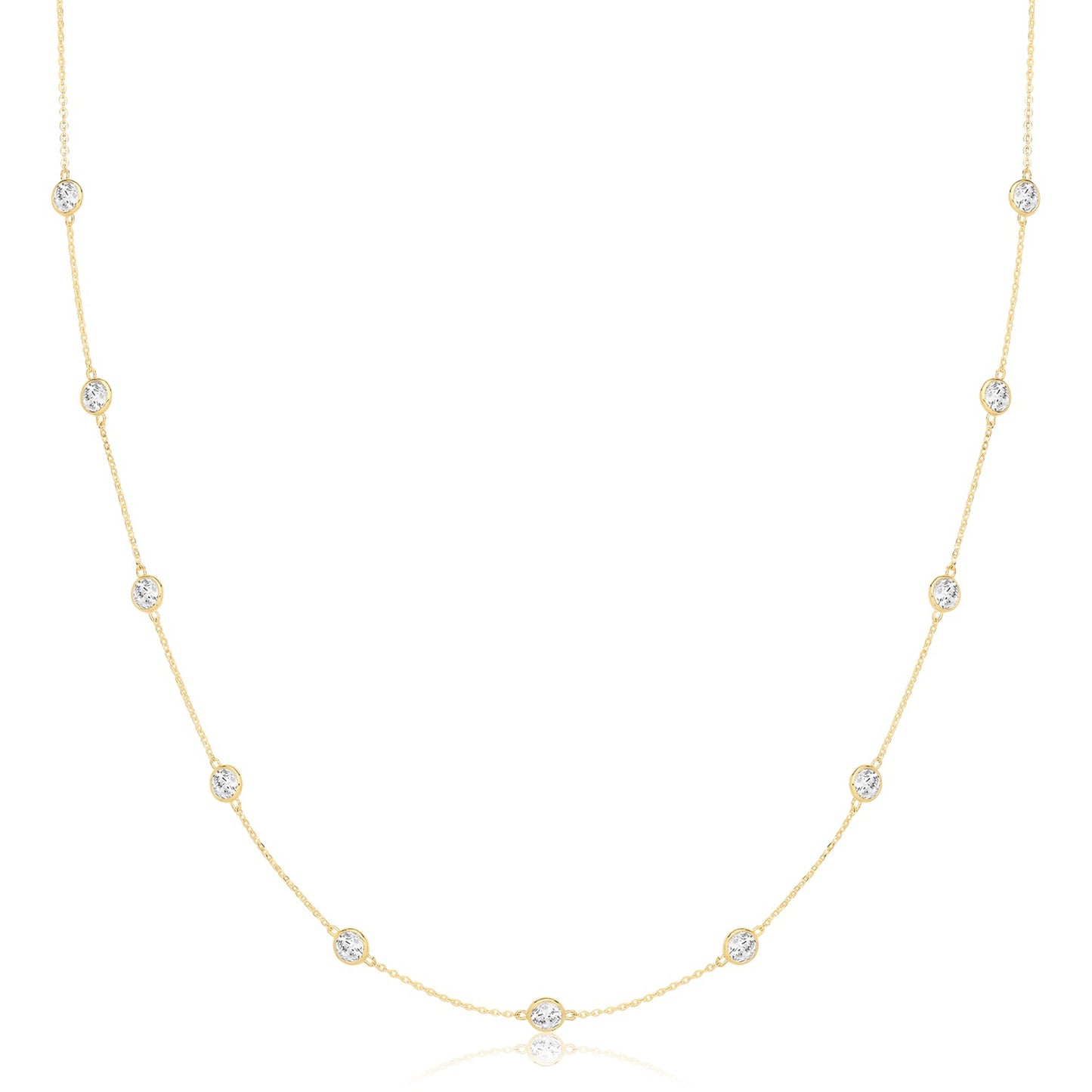 9ct Gold CZ Station Necklace - John Ross Jewellers