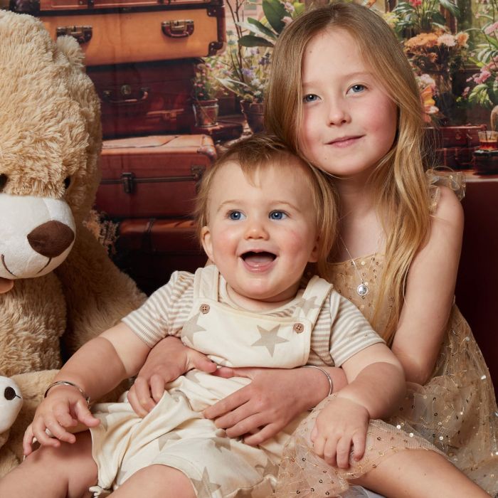 Kids Silver Diamond Beaded Edged Bangle - D for Diamond - John Ross Jewellers