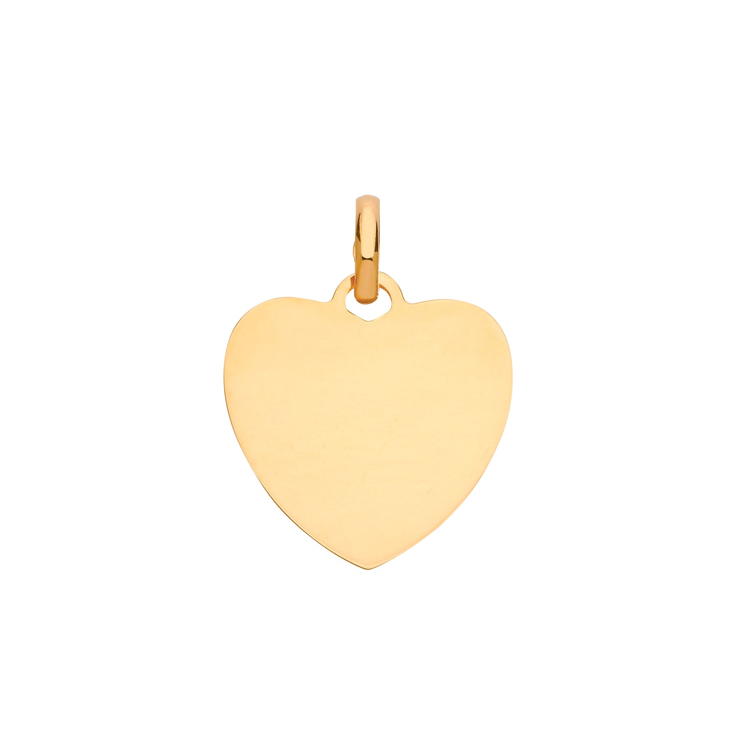 9ct gold heart disc necklace with a 16mm diameter disc, featuring a delicate chain and polished finish by THC.