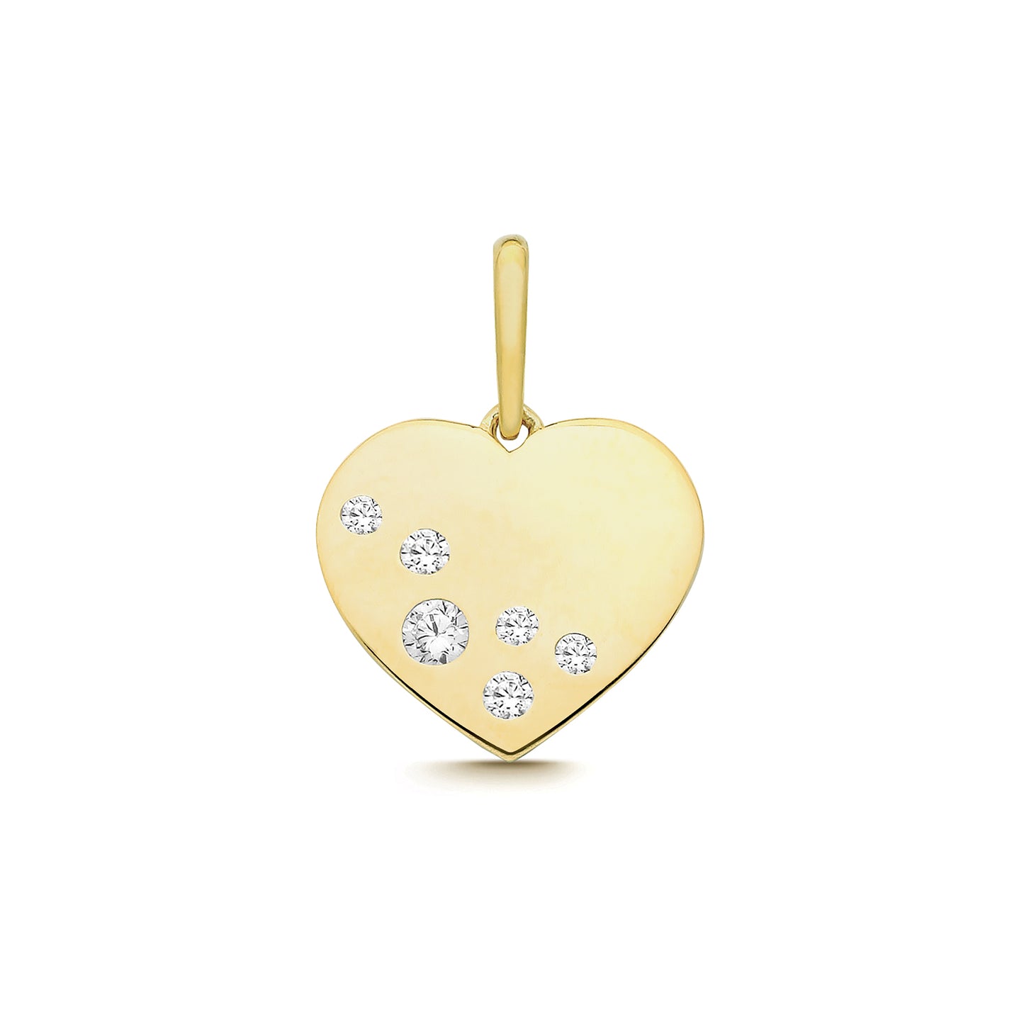 9ct Gold CZ Heart Disc Necklace