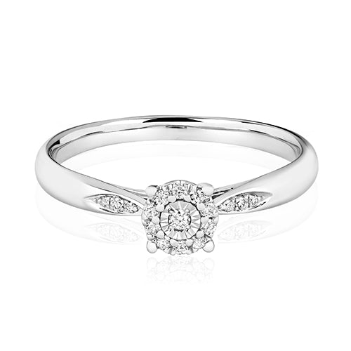 9ct White Gold Diamond Engagement Ring | 0.09ct - John Ross Jewellers