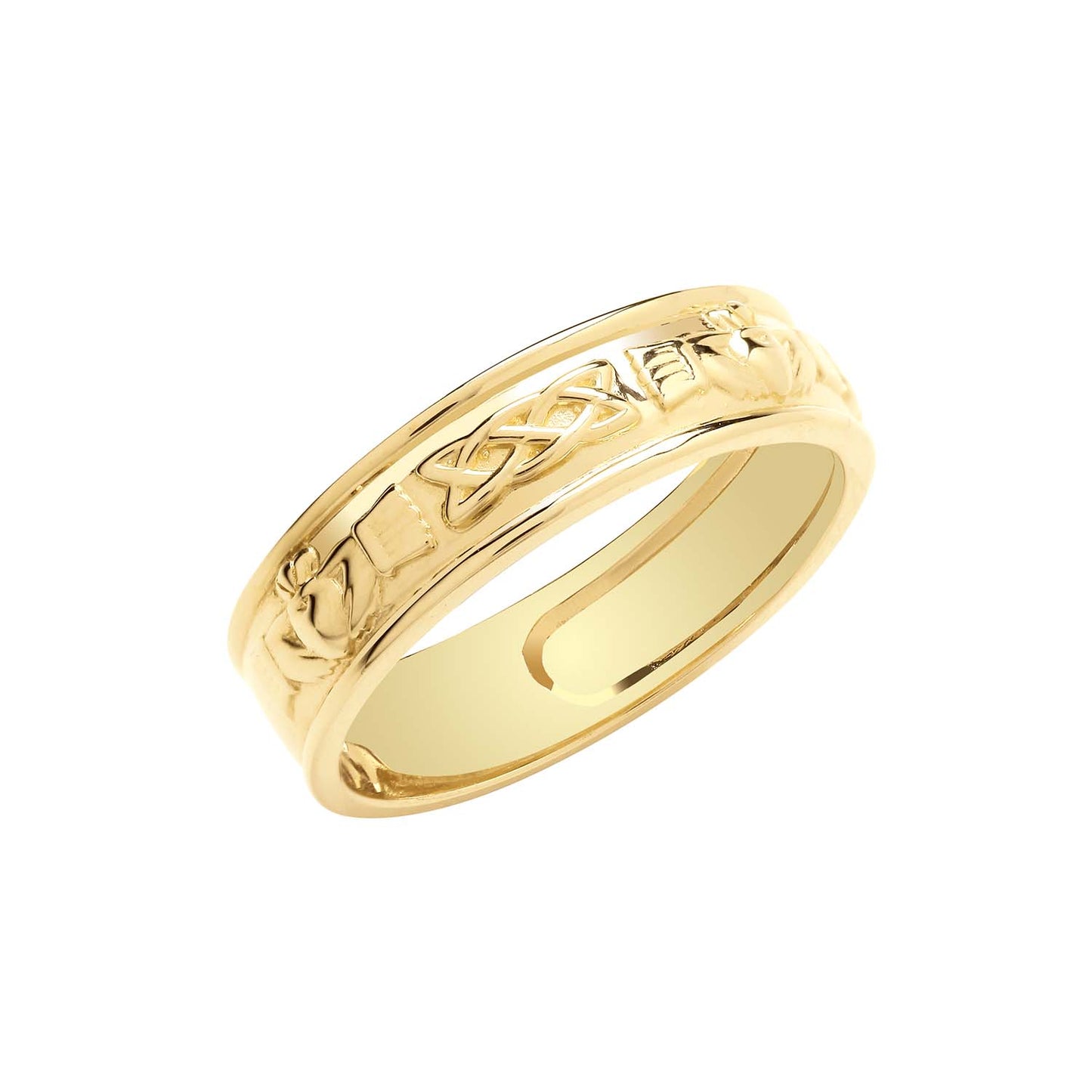 9ct Gold CZ Claddagh Band Ring - John Ross Jewellers