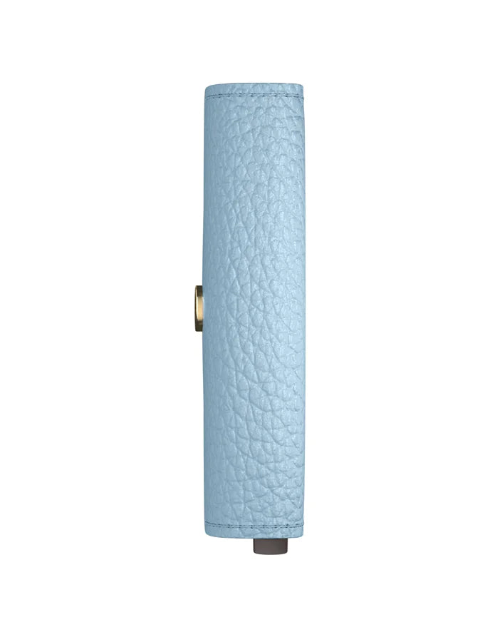 Secrid Envelope Wallet Pebble Ice Blue side view showing textured pebble leather and compact design for card storage.