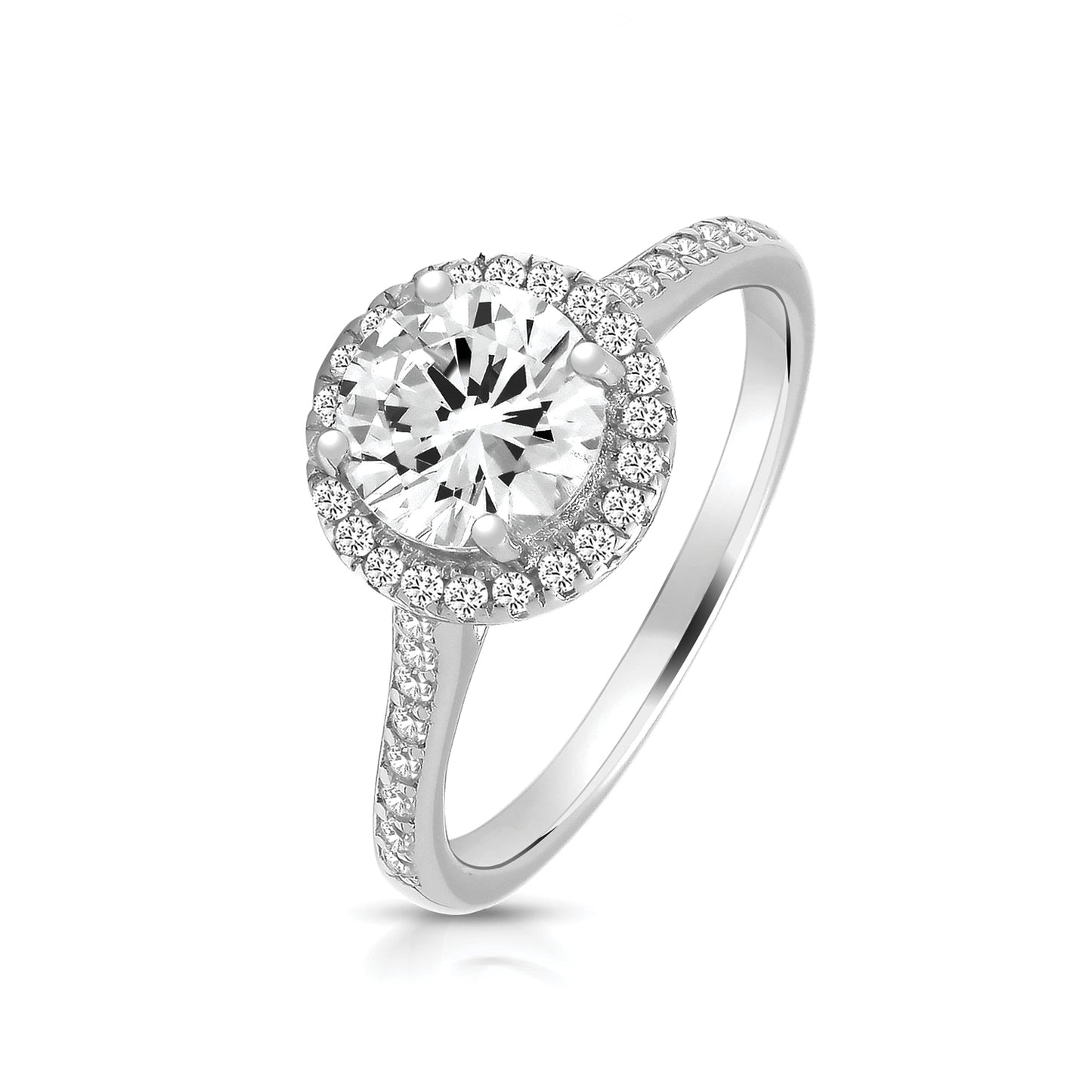 Silver CZ Halo Ring - John Ross Jewellers
