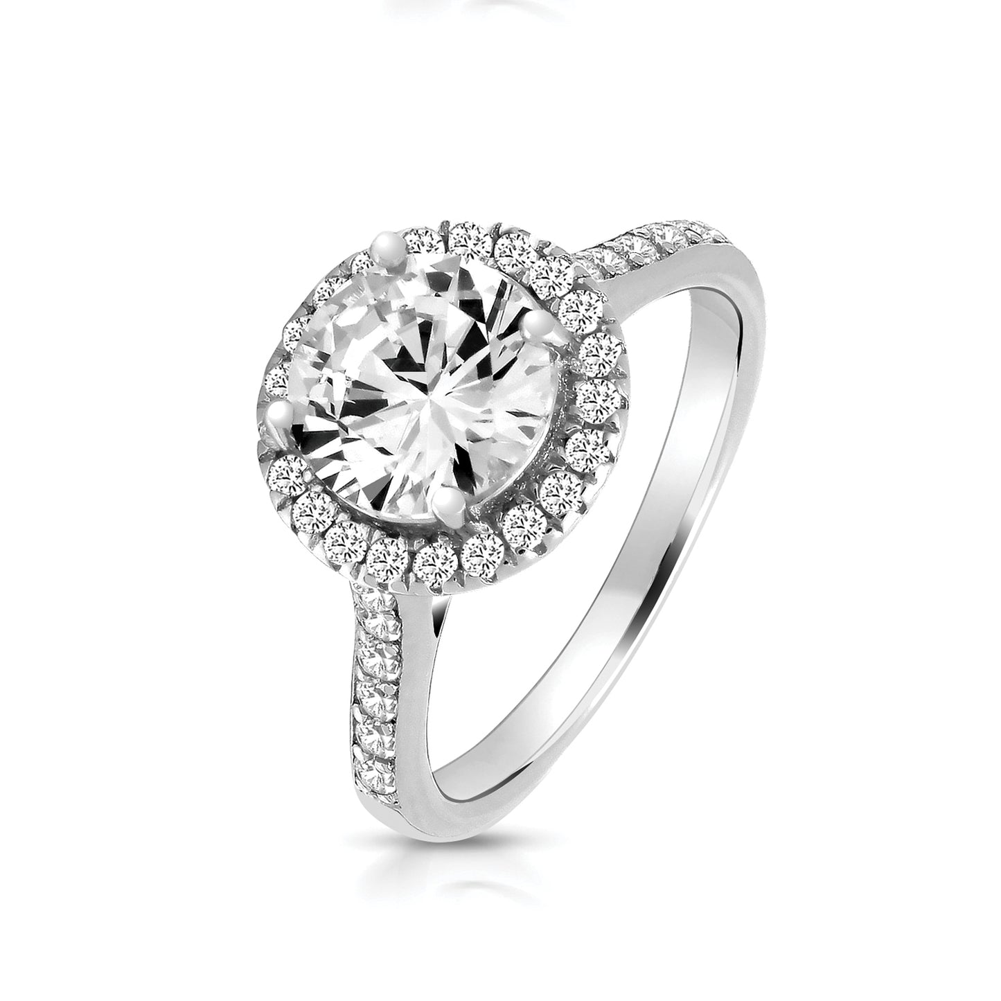Silver CZ Halo Ring - John Ross Jewellers