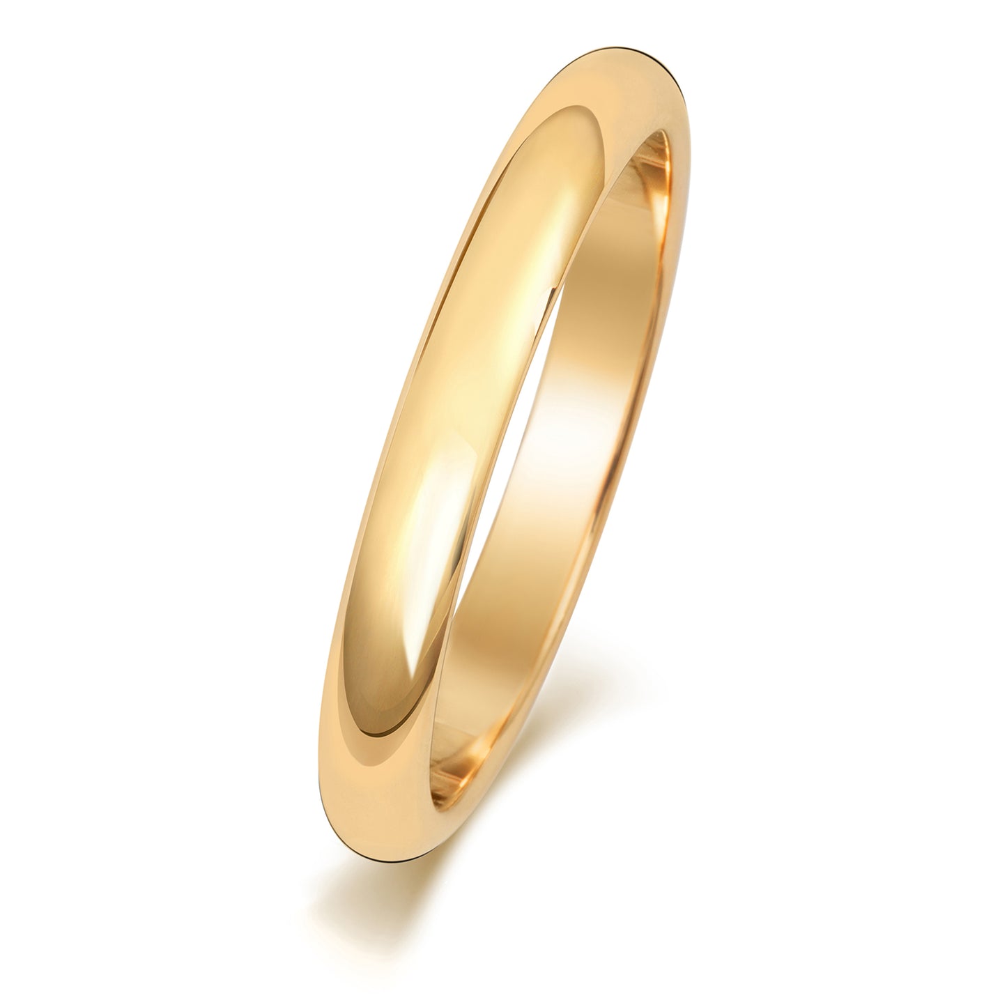 18ct Yellow Gold D-Shaped Wedding Ring | 2.5mm Light - John Ross Jewellers
