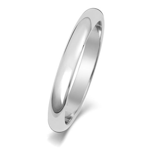9ct White Gold D-Shaped Wedding Ring | 2.5mm Light - John Ross Jewellers