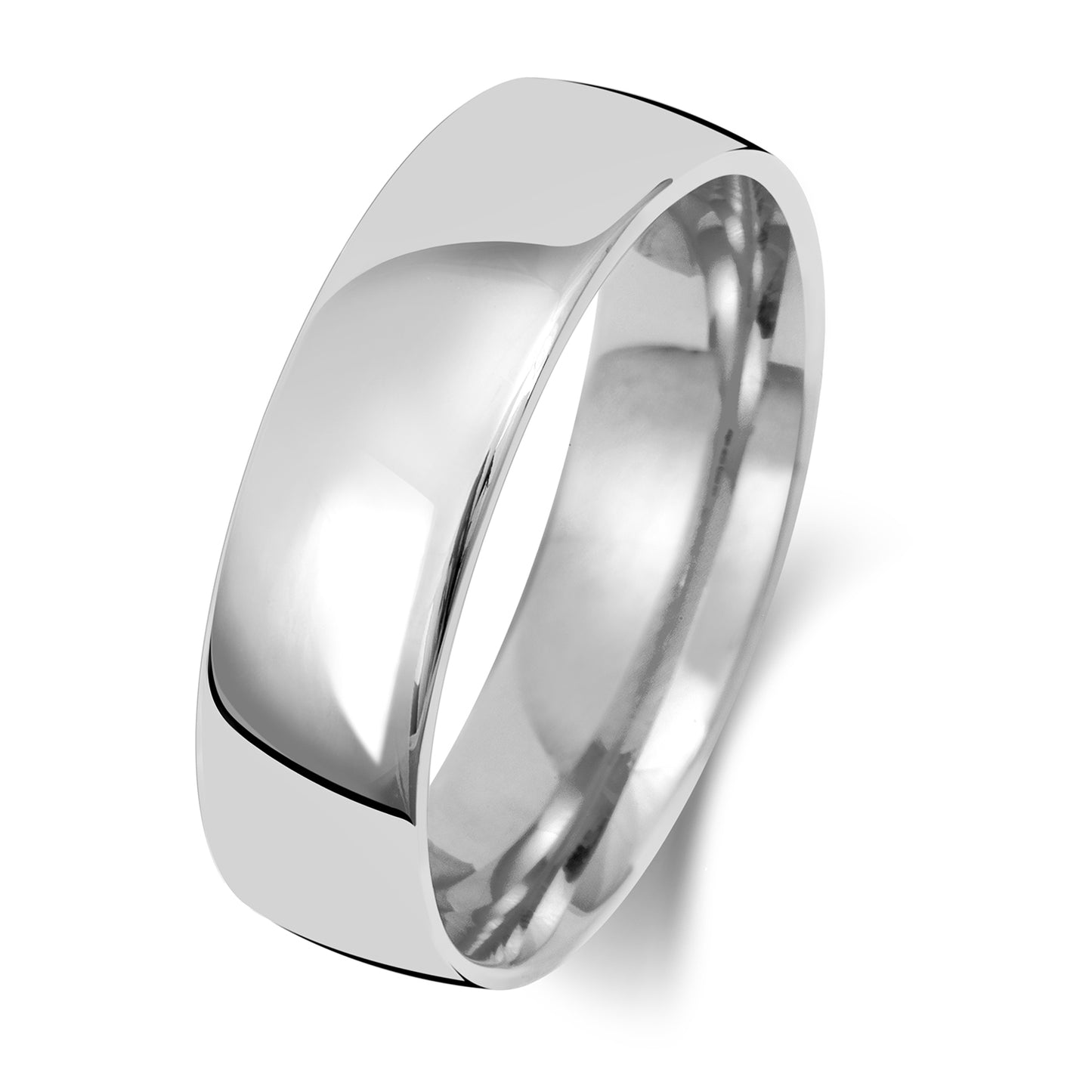 9ct White Gold Lightweight Court Ring | 6mm - John Ross Jewellers