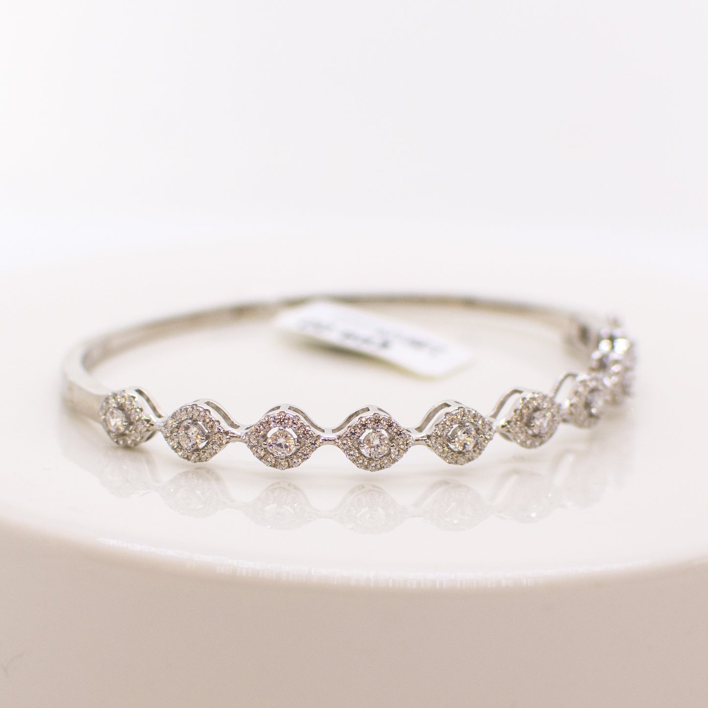 Silver Nine CZ Halos Bangle - John Ross Jewellers