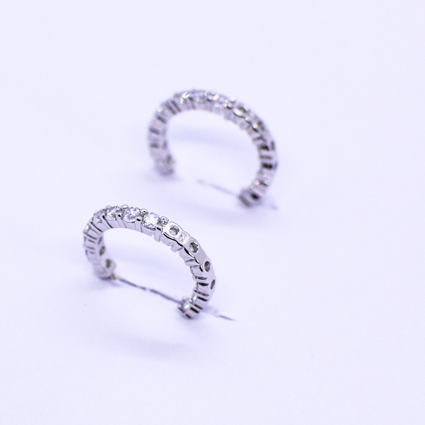 Silver CZ Hoop Earrings - 15mm - John Ross Jewellers