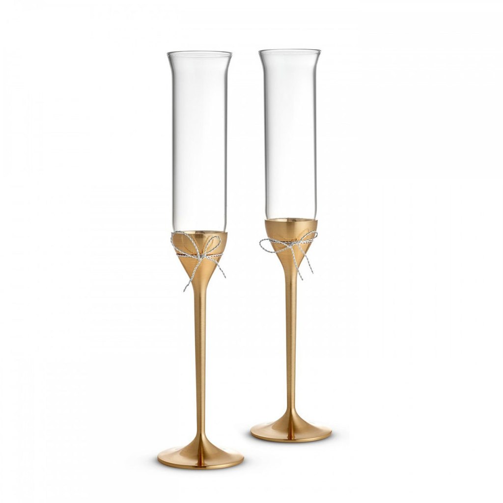 Vera Wang Love Knots Gold Toasting Flutes (Pair) - John Ross Jewellers