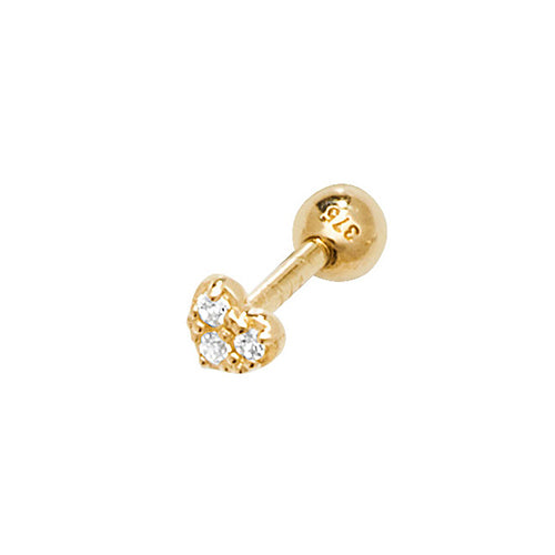 Ear Candy 9ct Gold CZ Heart Cartilage Stud - John Ross Jewellers