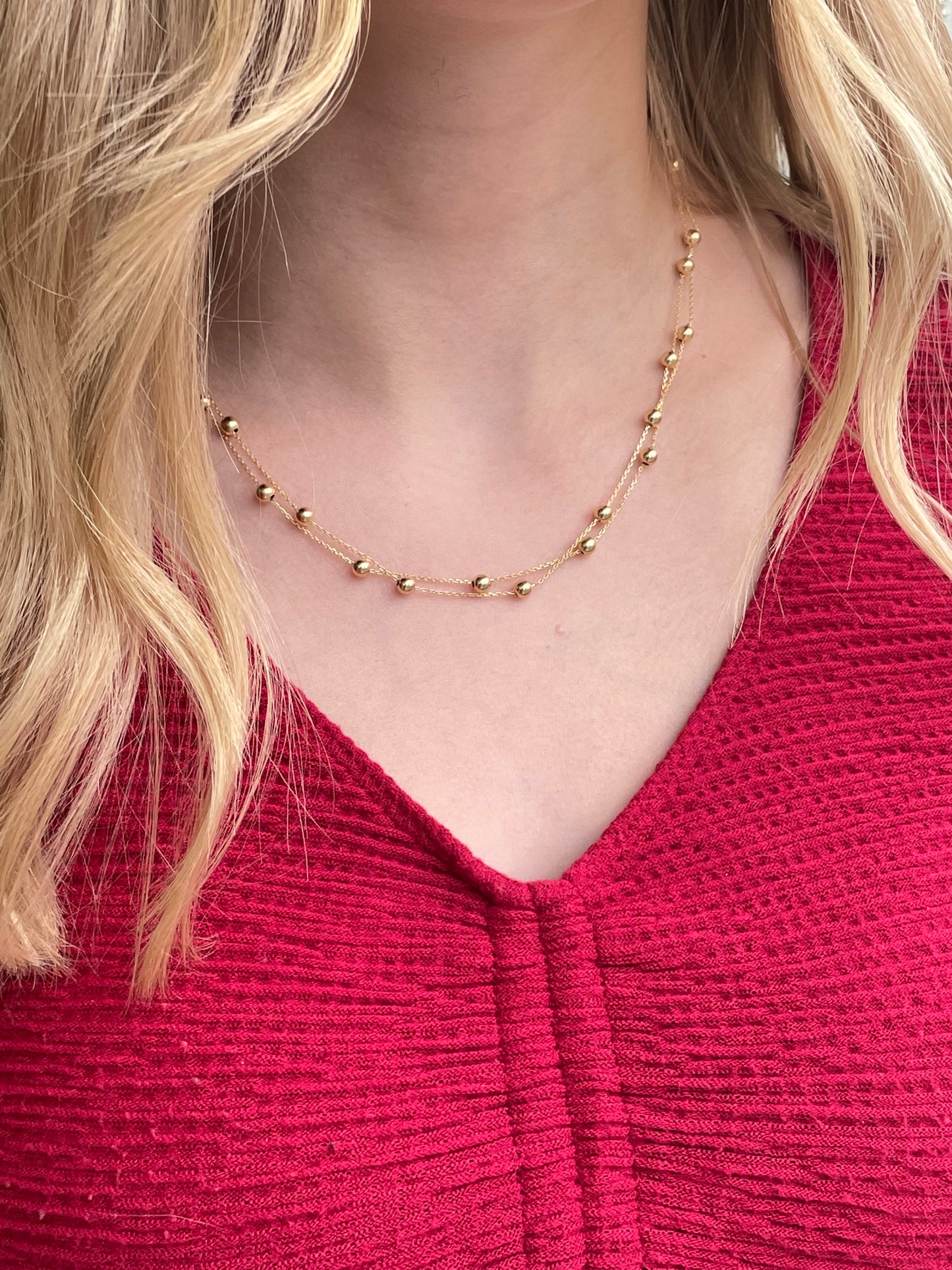 9ct Gold Beaded Double Necklace - John Ross Jewellers