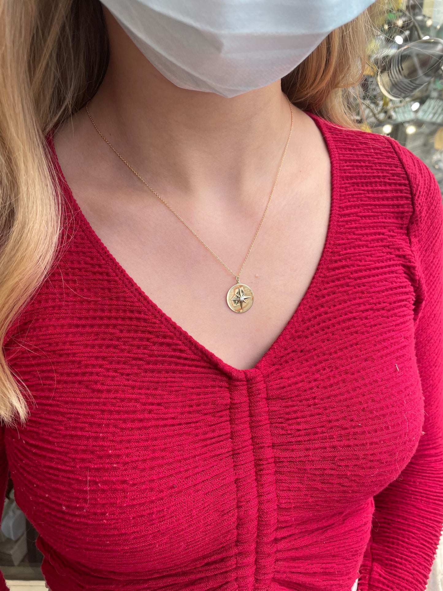 9ct Gold CZ Northstar Disc Necklace - John Ross Jewellers