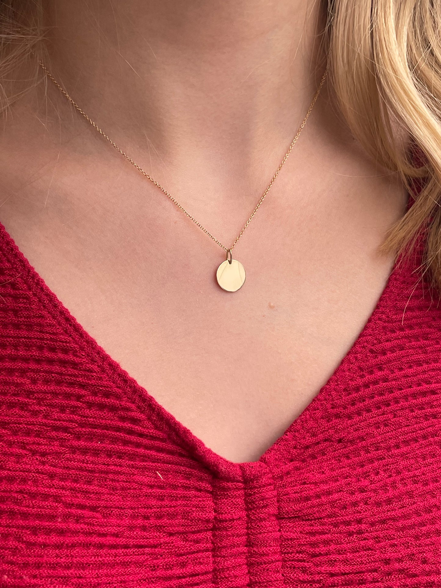 9ct Gold Disc Necklace | 11mm Disc - John Ross Jewellers