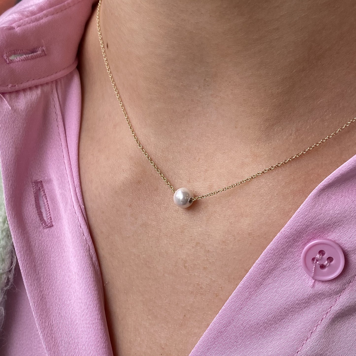 14ct Gold Pearl Slider Necklace - John Ross Jewellers