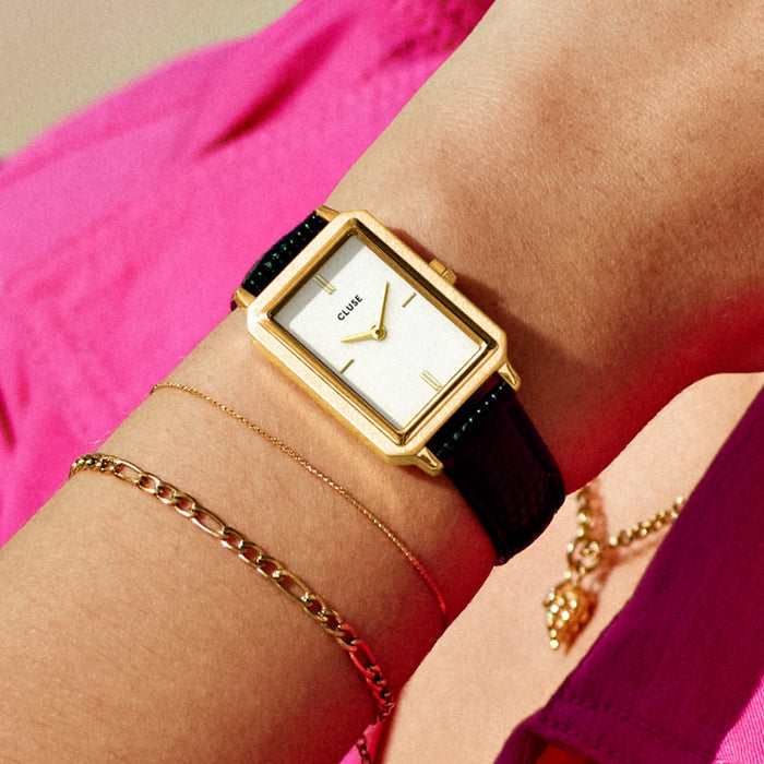 CLUSE Fluette Leather Black Lizard - John Ross Jewellers