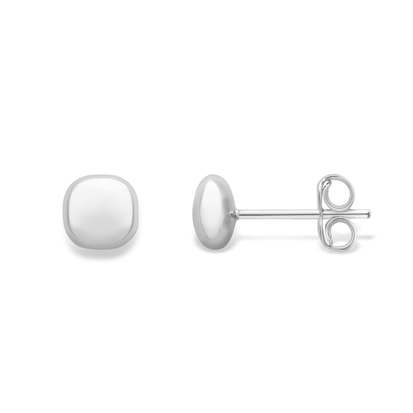 9ct White Gold Square Puffed Stud Earrings | 6mm - John Ross Jewellers