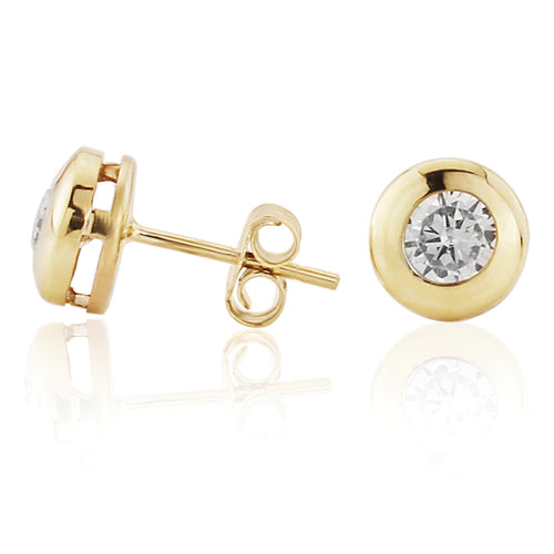 9ct Gold Cubic Zirconia Stud Earrings - John Ross Jewellers