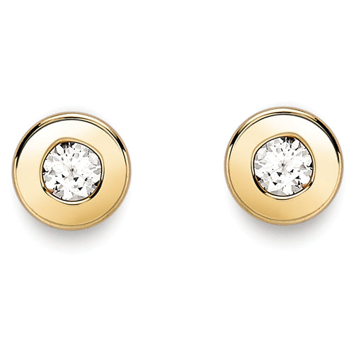 9ct Gold Flat 3mm CZ Earrings - John Ross Jewellers