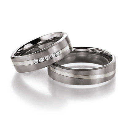 Titanium & 14ct White Gold Wedding Ring | 6mm - John Ross Jewellers