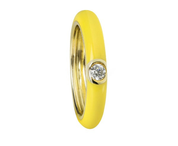 Sunshine Yellow Enamel & CZ Ring - John Ross Jewellers