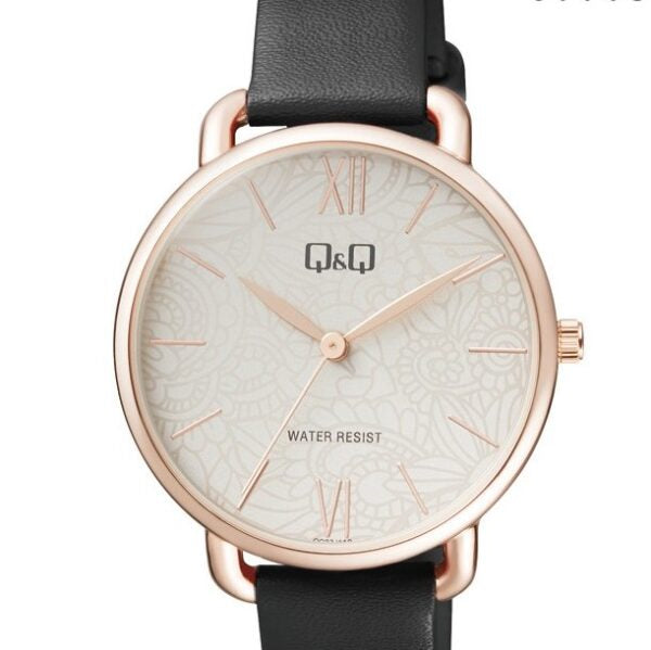 Q&Q Ladies Rose Gold Leather Watch - John Ross Jewellers