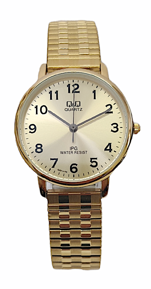 Q&Q Ladies Gold Watch with Expandable Strap - John Ross Jewellers