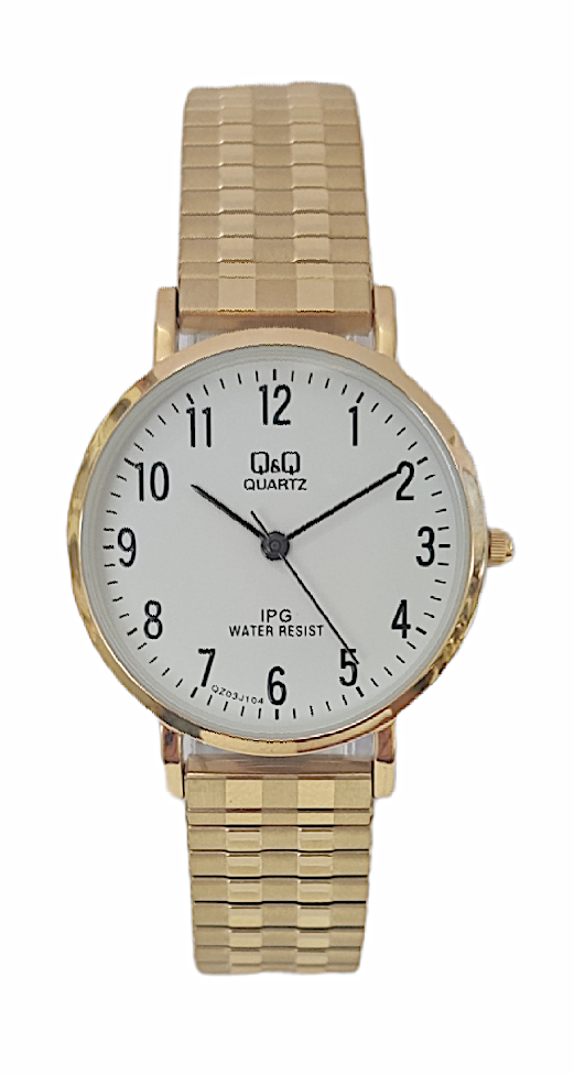 Q&Q Ladies Gold Watch with Expandable Strap - John Ross Jewellers