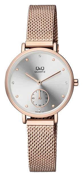 Q&Q Ladies Rose Gold Mesh Watch - John Ross Jewellers