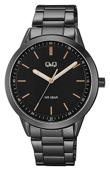 Q&Q Gents Black Three Link Watch - John Ross Jewellers