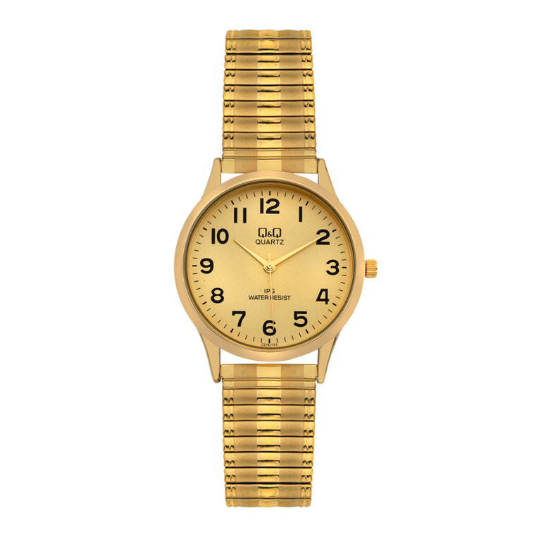 Q&Q Gents Gold Watch with Expandable Strap - John Ross Jewellers
