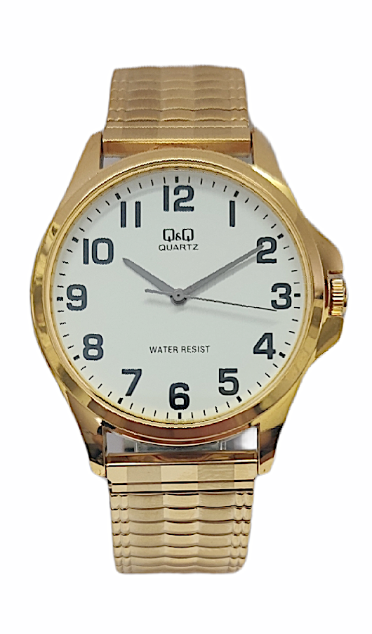 Q&Q Gents Gold Watch with Expandable Strap - John Ross Jewellers