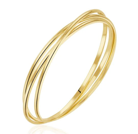 9ct Gold Classic Polished Russian Bangle - John Ross Jewellers