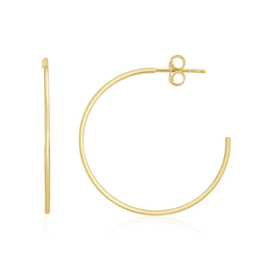9ct Gold Extra Skinny Hoop Earrings | 32mm - John Ross Jewellers