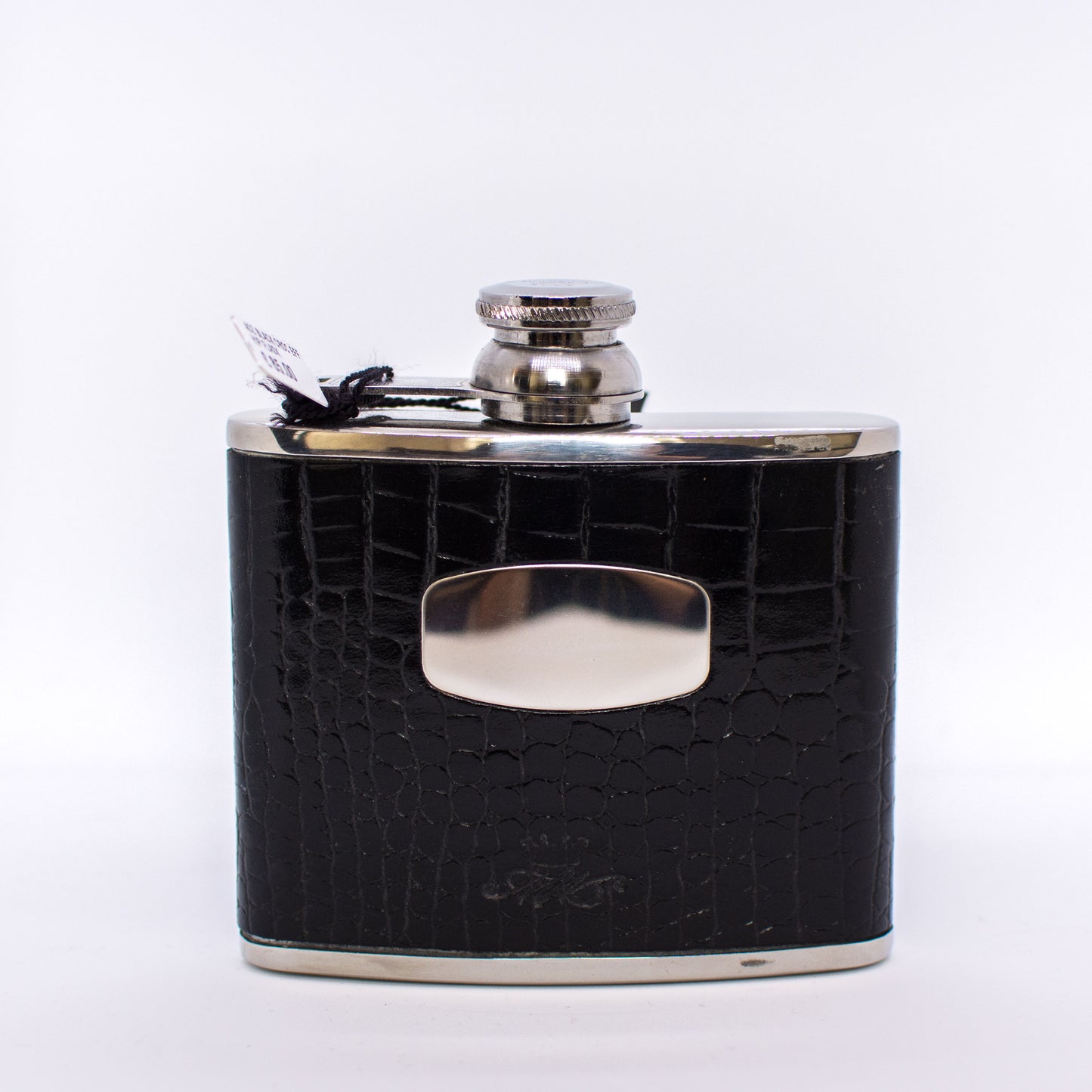 4oz Black Croc Leather Hip Flask - John Ross Jewellers